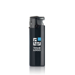 Briquet électronique avec flamme résistante au vent couleur noir vue avec impression