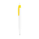 Stylo en plastique avec clip coloré et bouton-poussoir encre noire couleur jaune