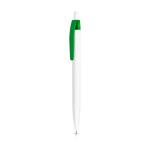 Stylo en plastique avec clip coloré et bouton-poussoir encre noire couleur vert