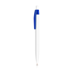 Stylo en plastique avec clip coloré et bouton-poussoir encre noire couleur bleu roi
