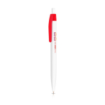 Stylo en plastique avec clip coloré et bouton-poussoir encre noire vue d'ambiance