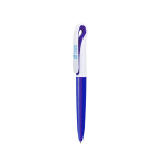 Stylo de type cygne en plastique coloré avec encre noire couleur bleu roi vue avec impression