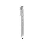 Stylo tactile en aluminium gravé pas cher à l'encre bleue couleur argenté vue avec impression