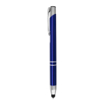 Stylo tactile en aluminium gravé pas cher à l'encre bleue