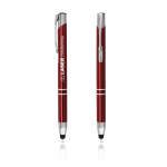 Stylo tactile en aluminium gravé pas cher à l'encre bleue vue plusieurs couleurs