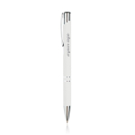 Stylo avec logo en alu avec corps caoutchouté et encre noire Glober couleur blanc
