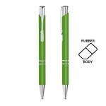 Stylo avec logo en alu avec corps caoutchouté et encre noire Glober couleur vert
