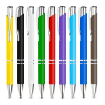 Stylo avec logo en alu avec corps caoutchouté et encre noire Glober