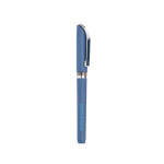 Roller plastique ergonomique avec finition en caoutchouc encre noire couleur bleu marine vue avec impression