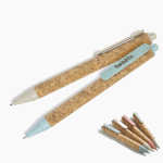 Stylo en fibre de blé et liège avec bouton-poussoir encre noire Vue 1