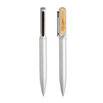 Stylo en métal et bambou à rotation et encre bleue Dokumental® vue détaillée 7