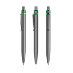 Stylo en aluminium recyclé avec détail coloré encre bleue couleur vert