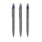 Stylo en aluminium recyclé avec détail coloré encre bleue couleur bleu roi