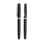 Stylo roller en métal élégant avec corps texturé et encre noire couleur noir vue 11