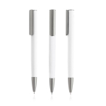 Stylo en aluminium recyclé avec finition en caoutchouc encre bleue couleur blanc