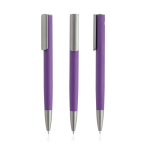 Stylo en aluminium recyclé avec finition en caoutchouc encre bleue couleur violet