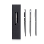 Stylo de luxe en métal coloré mat avec étui encre bleue couleur gris foncé