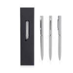 Stylo de luxe en métal coloré mat avec étui encre bleue couleur gris clair
