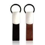 Porte-clés avec sangle en cuir synthétique et anneau ouverture facile vue du logo imprimé
