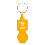 Porte-clés en plastique avec jeton pour caddie idéal pour les courses couleur jaune vue du logo imprimé