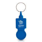Porte-clés en plastique avec jeton pour caddie idéal pour les courses couleur bleu roi vue du logo imprimé