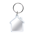 Porte-clés en forme de maison avec insertion de papier à deux faces couleur transparent