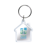 Porte-clés en forme de maison avec insertion de papier à deux faces couleur transparent vue avec impression