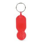Porte-clés plastique avec jeton 1 euro et couverture personnalisable couleur rouge