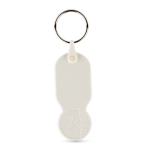 Porte-clés plastique avec jeton 1 euro et couverture personnalisable couleur blanc