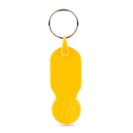 Porte-clés plastique avec jeton 1 euro et couverture personnalisable couleur jaune
