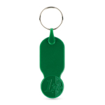 Porte-clés plastique avec jeton 1 euro et couverture personnalisable couleur vert