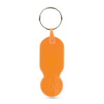 Porte-clés plastique avec jeton 1 euro et couverture personnalisable couleur orange