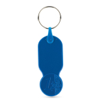 Porte-clés plastique avec jeton 1 euro et couverture personnalisable couleur bleu roi