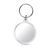 Porte-clés avec forme ronde et couverture avec papier personnalisable couleur transparent