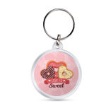 Porte-clés avec forme ronde et couverture avec papier personnalisable