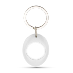 Porte-clés en forme ovale avec jeton de chariot à l'intérieur couleur blanc