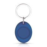Porte-clés en forme ovale avec jeton de chariot à l'intérieur couleur bleu roi