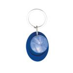 Porte-clés en forme ovale avec jeton de chariot à l'intérieur couleur bleu roi