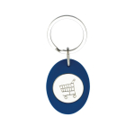 Porte-clés en forme ovale avec jeton de chariot à l'intérieur couleur bleu roi