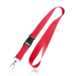 Tour de cou en polyester de 2 cm avec embout et mousqueton en métal couleur rouge