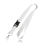 Tour de cou en polyester de 2 cm avec embout et mousqueton en métal couleur blanc