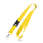 Tour de cou en polyester de 2 cm avec embout et mousqueton en métal couleur jaune