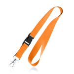 Tour de cou en polyester de 2 cm avec embout et mousqueton en métal couleur orange
