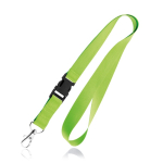 Tour de cou en polyester de 2 cm avec embout et mousqueton en métal couleur vert clair