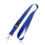 Tour de cou en polyester de 2 cm avec embout et mousqueton en métal couleur bleu marine