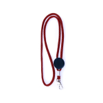 Lanyard tubulaire en polyester réglable avec mousqueton 3 cm couleur rouge