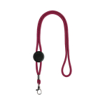 Lanyard tubulaire en polyester réglable avec mousqueton 3 cm couleur rose