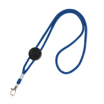 Lanyard tubulaire en polyester réglable avec mousqueton 3 cm couleur bleu marine