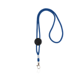 Lanyard tubulaire en polyester réglable avec mousqueton 3 cm couleur bleu marine Vue 1