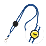 Lanyard tubulaire en polyester réglable avec mousqueton 3 cm couleur bleu marine vue du logo imprimé